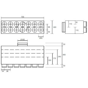 Rozdzielacz przelotowy dwurzędowy jednostronny fi 160 14 x 75 (7, 7)