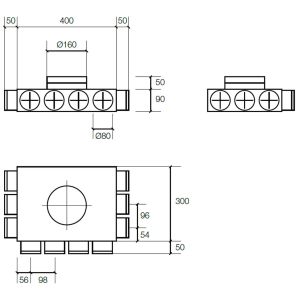 Rozdzielacz kątowy trójstronny fi 160 10 x 75 (3, 4, 3)