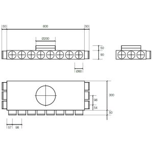 Rozdzielacz kątowy trójstronny fi 160 14 x 75 (3, 8, 3)