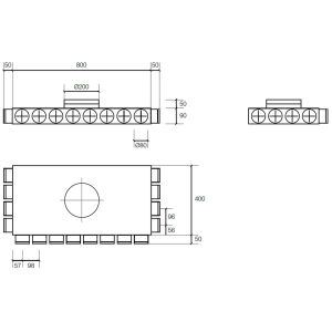 Rozdzielacz kątowy trójstronny fi 160 16 x 75 (4, 8, 4)